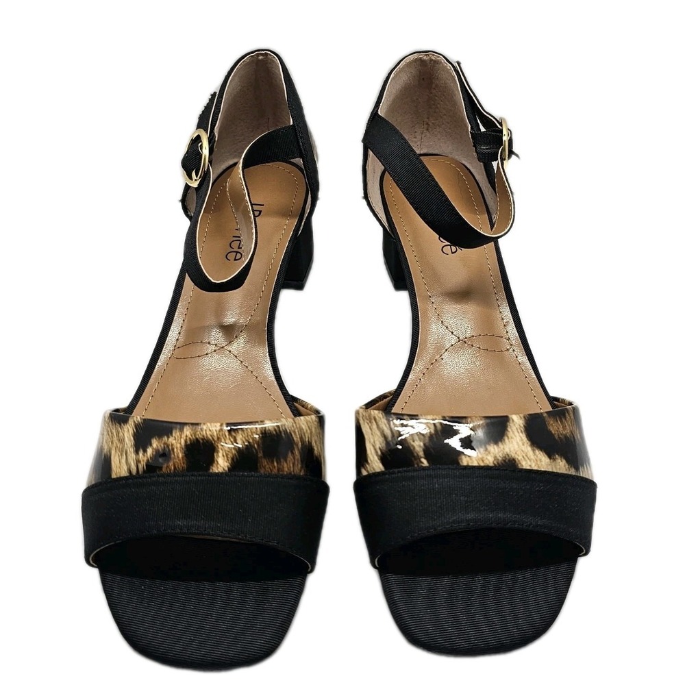 J. Renee Women's Pebblebeach Ankle Strap Sandal Heels US 10 M Animal Print